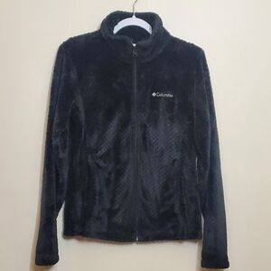 Columbia Womens zip up black soft plush jacket sweater Medium